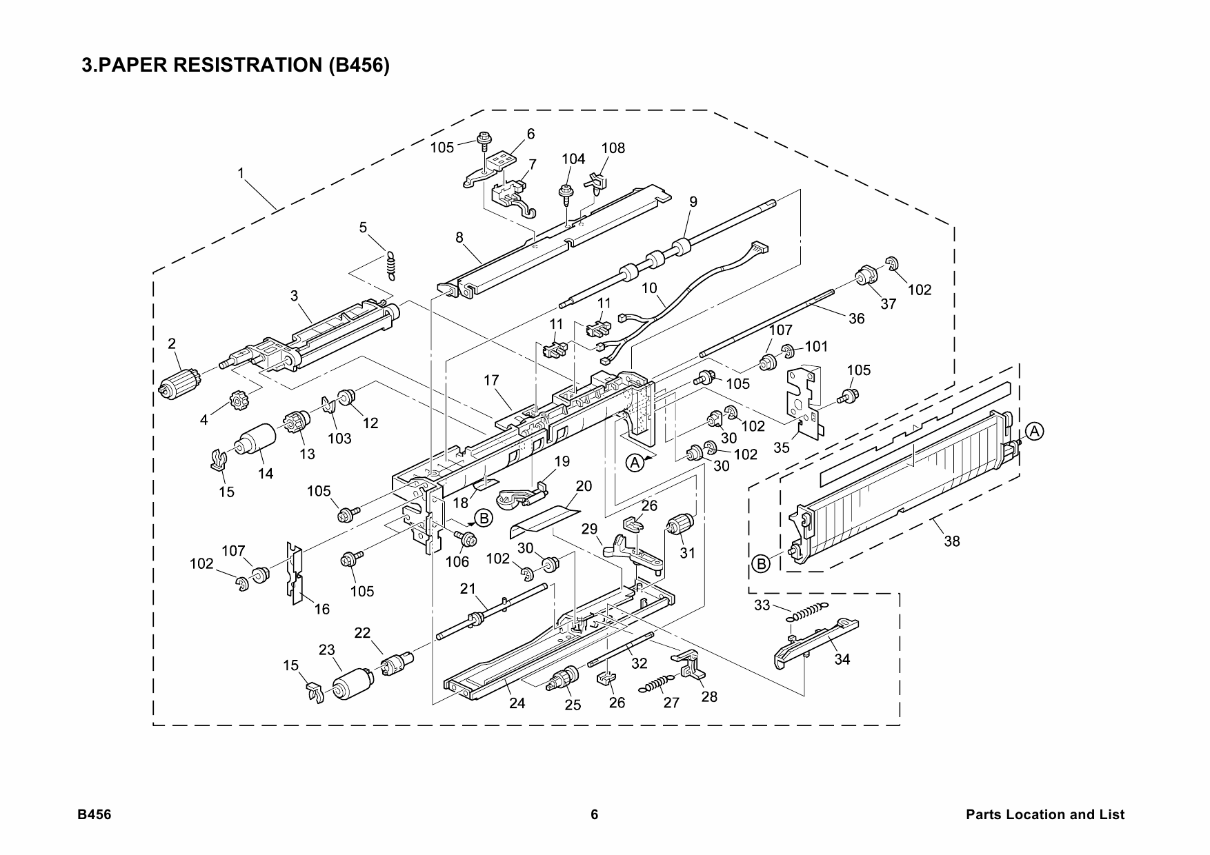 RICOH Options B456 PAPER-TRAY-UNIT-PS510 Parts Catalog PDF download-3